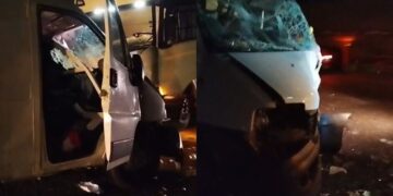 Motorista fica presa às ferragens após colisão entre van e carreta na BR-163 em Campo Grande